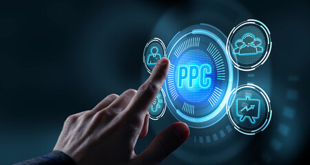Internet, business, Technology and network concept.Pay per click payment technology digital...
