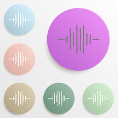 Sound / audio wave or soundwave line badge color set. Simple glyph, flat vector of web icons for ui and ux, website or mobile application