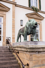 Lion at the entrance of Hotel De Ville