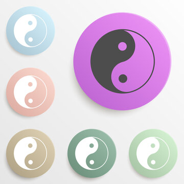 Yin Yang badge color set. Simple glyph, flat vector of web icons for ui and ux, website or mobile application