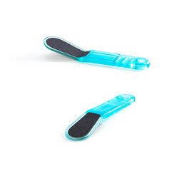 Blue grater for a pedicure. Close up. Isolated on a white background