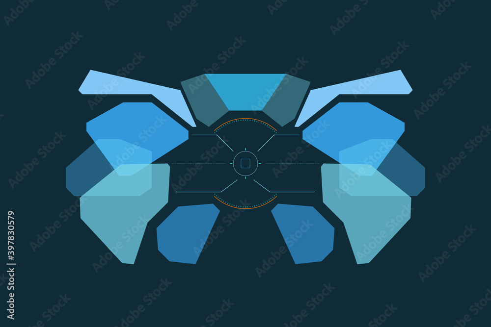Aufkleber HUD Modern Futuristic UI Frame Element Hi tech Design. Vector Abstract Aim System, Innovation Crosshairs.