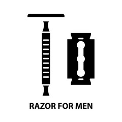 razor for men icon, black vector sign with editable strokes, concept illustration