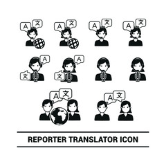 Fototapeta premium Vector image. Translator icon. Image person who speaks several languages.