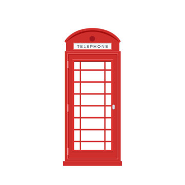 The Red Telephone Box. Isolated Vector Illustration