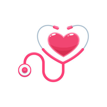The Heart Stethoscope. Isolated Vector Illustration