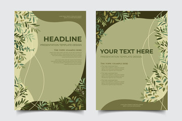 Hand drawn vector floral corporate identity template for brandbook, guideline, business presentation, corporate report, flyer and banner.