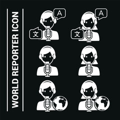 Vector image. Translator icon. Image person who speaks several languages.