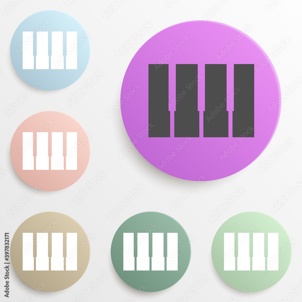 Poster piano keys badge color set. simple glyph, flat vector of web icons for ui and ux, website or mobile 