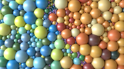 3d render. Assorted colored spheres
