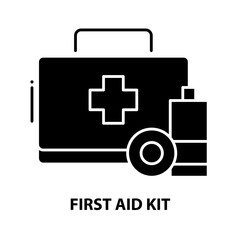 first aid kit symbol icon, black vector sign with editable strokes, concept illustration