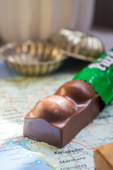 Coconut filling covered with milk chocolate