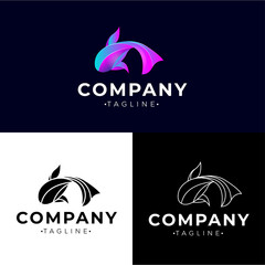 Illustration vector graphic of abstract fish gradient logo icon design template with flat and line style. Perfect for logo design template for business, corporate, company.