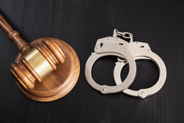 Gavel and handcuffs