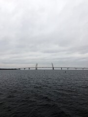 Beautiful landscape river and bridge in Saint Petersburg