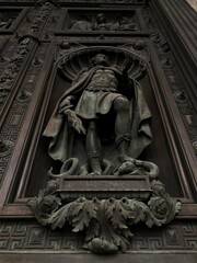Fototapeta na wymiar Beautiful grey door of the Cathedral in Saint Petersburg