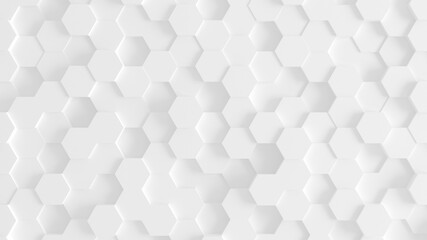 Abstract geometric mesh background. Texture white shapes of hexagon elements with shadows. Hexagonal 3d render backdrop. Repeating polygonal objects. Stylish decorative wallpaper concept rendering.
