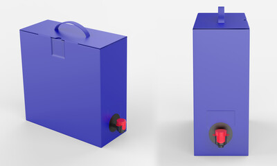 Blank Matte Paper Box with Wine Tap For Branding. 3d render illustration.