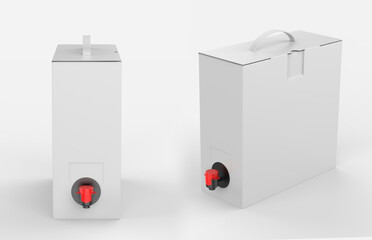 Blank Matte Paper Box with Wine Tap For Branding. 3d render illustration.