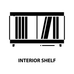 interior shelf icon, black vector sign with editable strokes, concept illustration