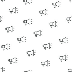 Megaphone seamless pattern - promotion line symbol. Loudspeaker sign. Vector illustration.