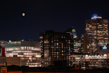 Night view on Downtown Montreal Canada