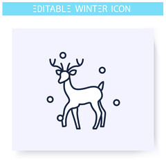 Christmas deer line icon. Santa Claus pet. Winter holidays and leisure concept. Christmas mood. New year decorations. Isolated vector illustration. Editable stroke