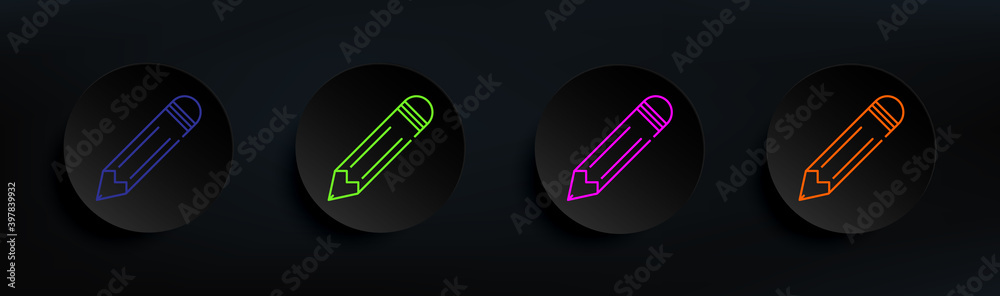 Poster pencil dark badge color set. simple thin line, outline vector of material icons for ui and ux, websi