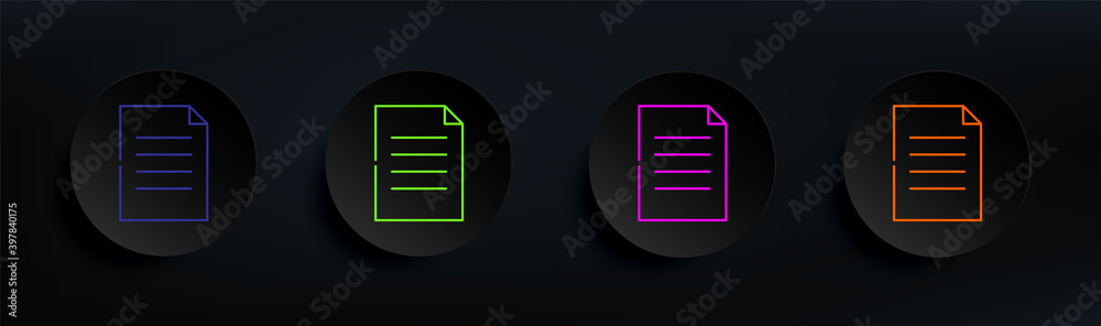 Poster document dark badge color set. simple thin line, outline vector of material icons for ui and ux, web