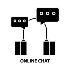 online chat icon, black vector sign with editable strokes, concept illustration