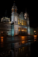 Fototapeta na wymiar Almudena Cathedral in the night, Madrid, Spain 