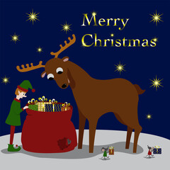 Reindeer and Santa's helper want to see present