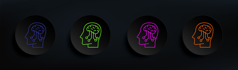 Artificial intelligence dark badge color set. Simple thin line, outline vector of artifical icons for ui and ux, website or mobile application