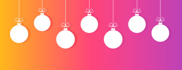 Christmas baubles on colorful gradient background.