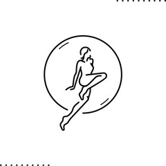 the retro pattern of woman silhouette vector icon in outlines