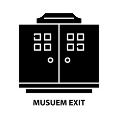 musuem exit icon, black vector sign with editable strokes, concept illustration