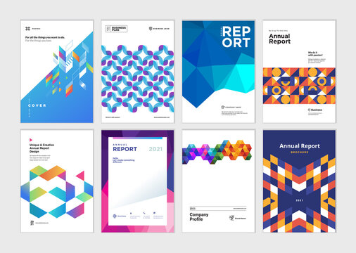 Set Of Brochure, Business Plan, Annual Report, Cover Design Templates. Vector Illustrations For Business Presentation, Business Paper, Corporate Document, Flyer And Marketing Material.