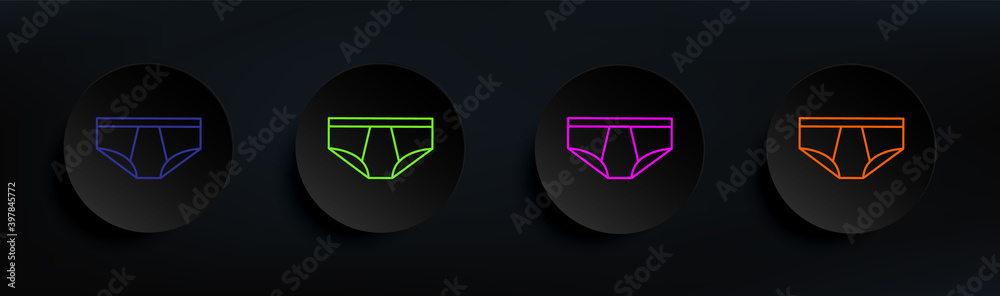 Poster underpants dark badge color set. simple thin line, outline vector of clothes icons for ui and ux, we