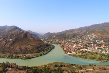 Fototapeta premium View of Kura and Aragvi confluence from Jvari Monastery