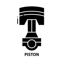 piston icon, black vector sign with editable strokes, concept illustration