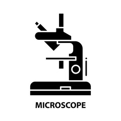 microscope symbol icon, black vector sign with editable strokes, concept illustration
