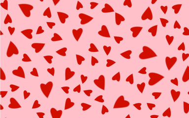 Bright motley pattern seamless from many different colorful red love festive hearts of gentle. illustration
