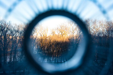 Photo of beautiful nature through a round hole