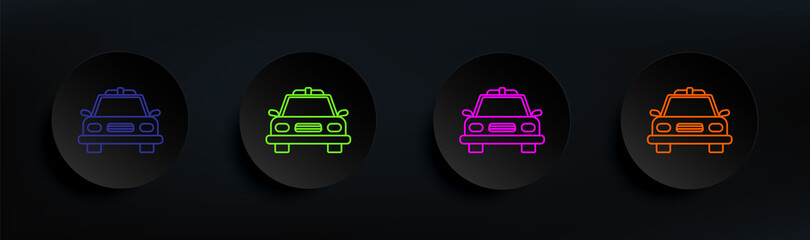 police car dark badge color set. Simple thin line, outline vector of crime investigation icons for ui and ux, website or mobile application