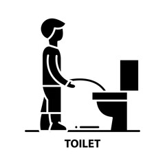toilet icon, black vector sign with editable strokes, concept illustration