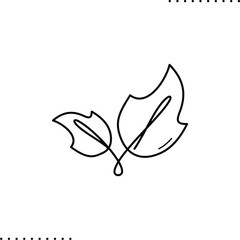 one line leaves vector icon in outlines