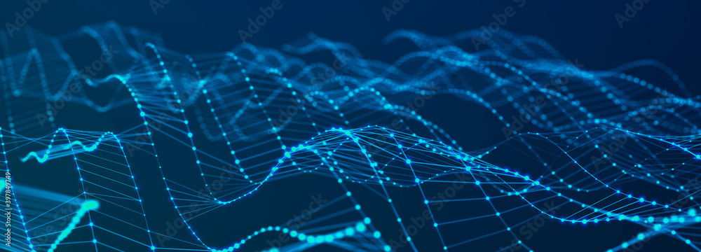 Aufkleber Digital technology background. Network connection dots and lines. Futuristic background for presentation design. 3d
