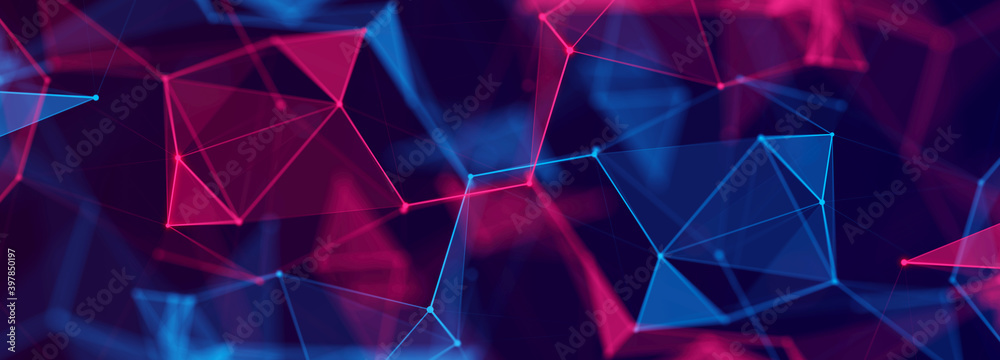 Aufkleber Technology background. Abstract digital combination dots and lines. Network connection structure. 3d Widescreen