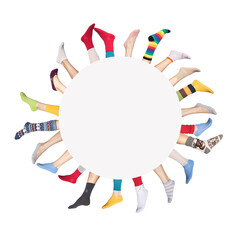 Colorful socks on white background