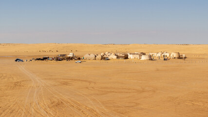 Ong Jemel Town at Sahara desert, Tunisia. The film Star Wars was filmed here. Settlement of the...